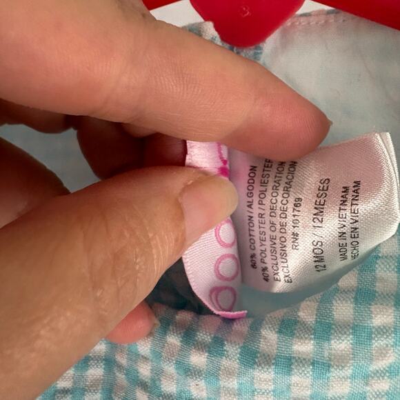 Goodlad Plaid Seersucker Bubble Romper Flowers Size 12 Months - Picture 3 of 6